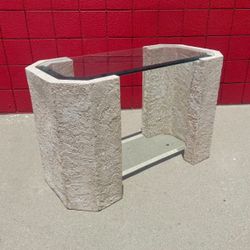 1980s Postmodern Lane Plaster & Glass Console Table 