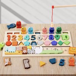 Montessori Wooden Toys Kids Busy Board Shape & Number Matching Digital Shape Educational Toys For Children Gifts
