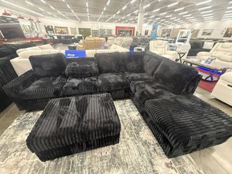 Brand NEW Black Corduroy Sectional Sofa 