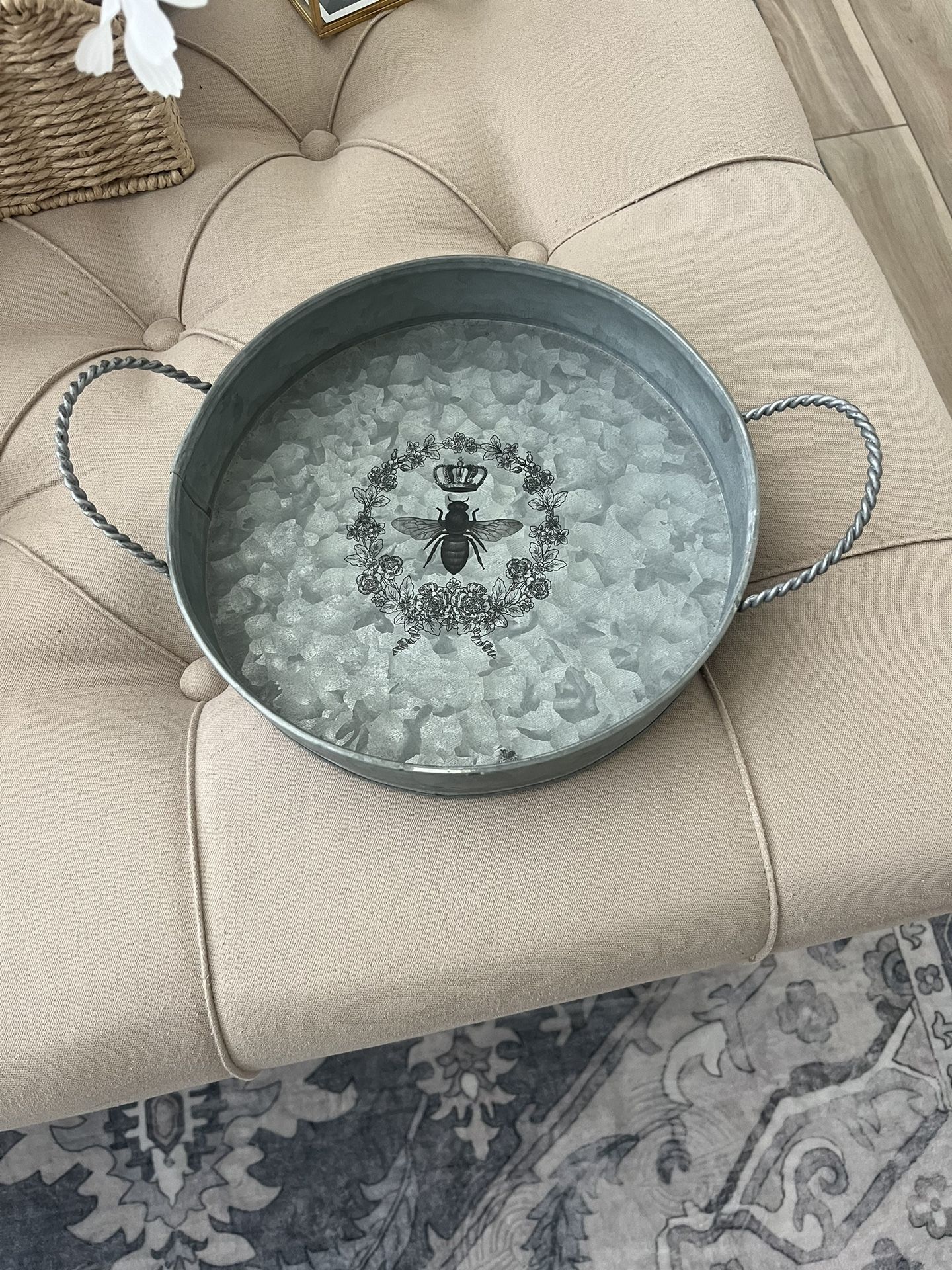 Galvanized Bee Tray $6