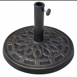 Outsunny 26lbs Heavy Duty Umbrella Base, 17" Umbrella Stand Outdoor Base with Decorative Pattern, for Patio, Outdoor, Swimming Pool, Bronze