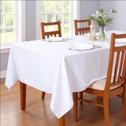 sancua Rectangle Tablecloth, 70 x 90 Inch, White
Stain and Wrinkle Resistant, Washable Polyester Cloth, Decorative Fabric Cover, For Dining Tables, Bu