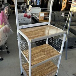 Microwave Cart Rack W/ Power Outlet