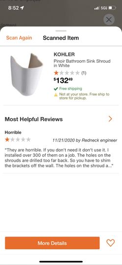 Kohler Pinoir Bathroom Sink Shroud In White 