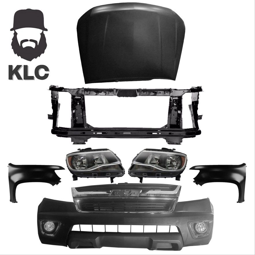For 2015 2016 2017 2018 2019 2020 2021 Chevy Colorado Front Bumper Cover Fascia Grille Fog Light Set, Headlight, Radiator Support, Hood & Fender Assem