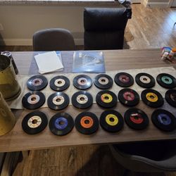 240 Vintage 45 RPM Records + 2 Metal Storage Bins — Rock/Soul/Oldies — Clean Lot