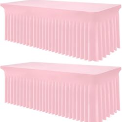 Smiry Spandex Tablecloth 2 Pack, Elastic Fitted Stretch Tablecloth For 6FT Rectangle Tables, Waterproof Washable Table Cover Skirt For Wedding, Banque