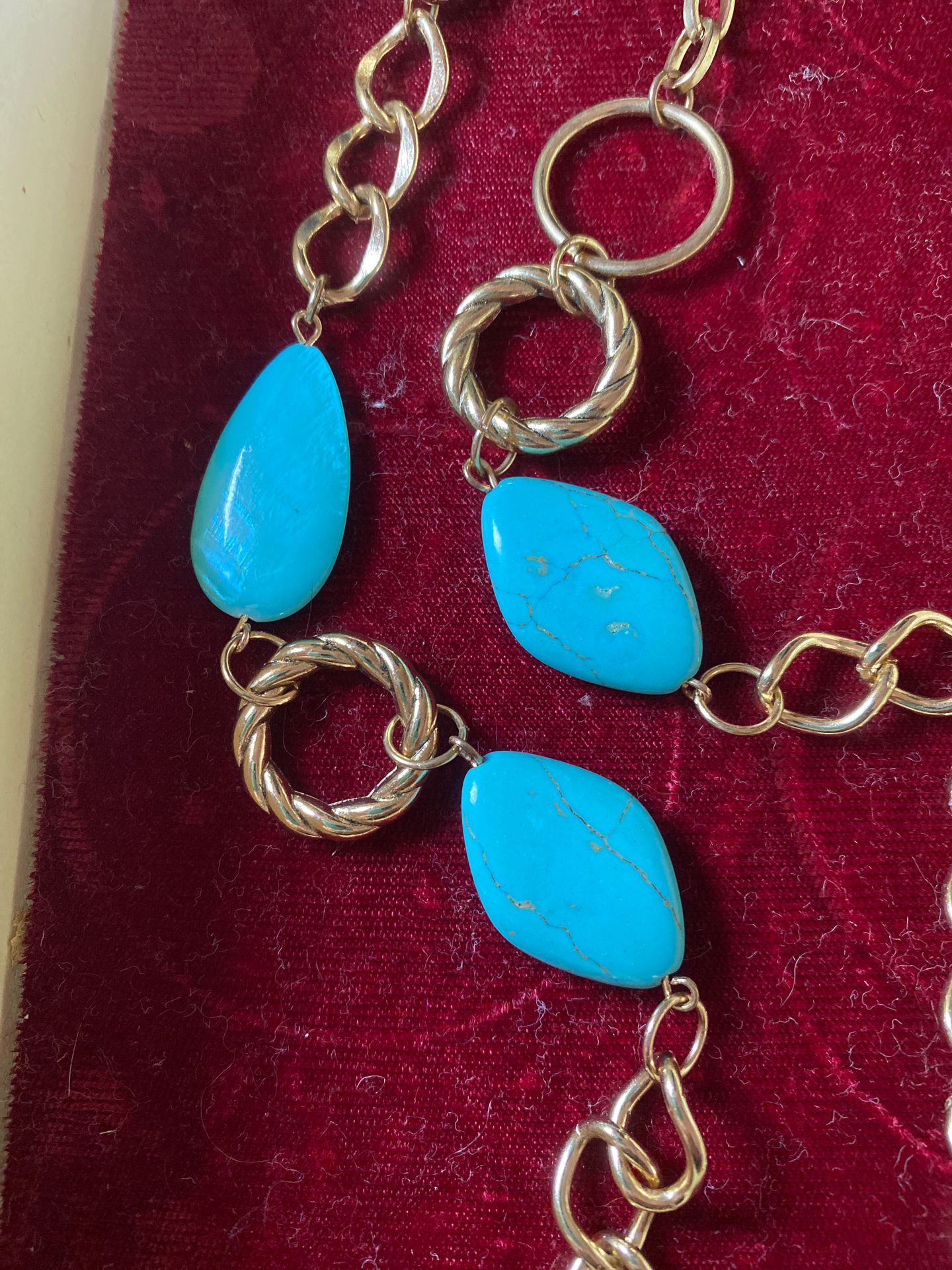 Turquoise 36” chain necklace