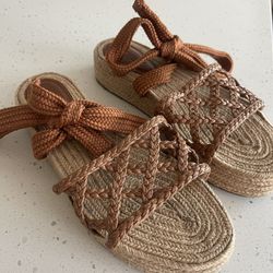 Schutz Espadrille Platform Sandals – Lace Up – Size 8