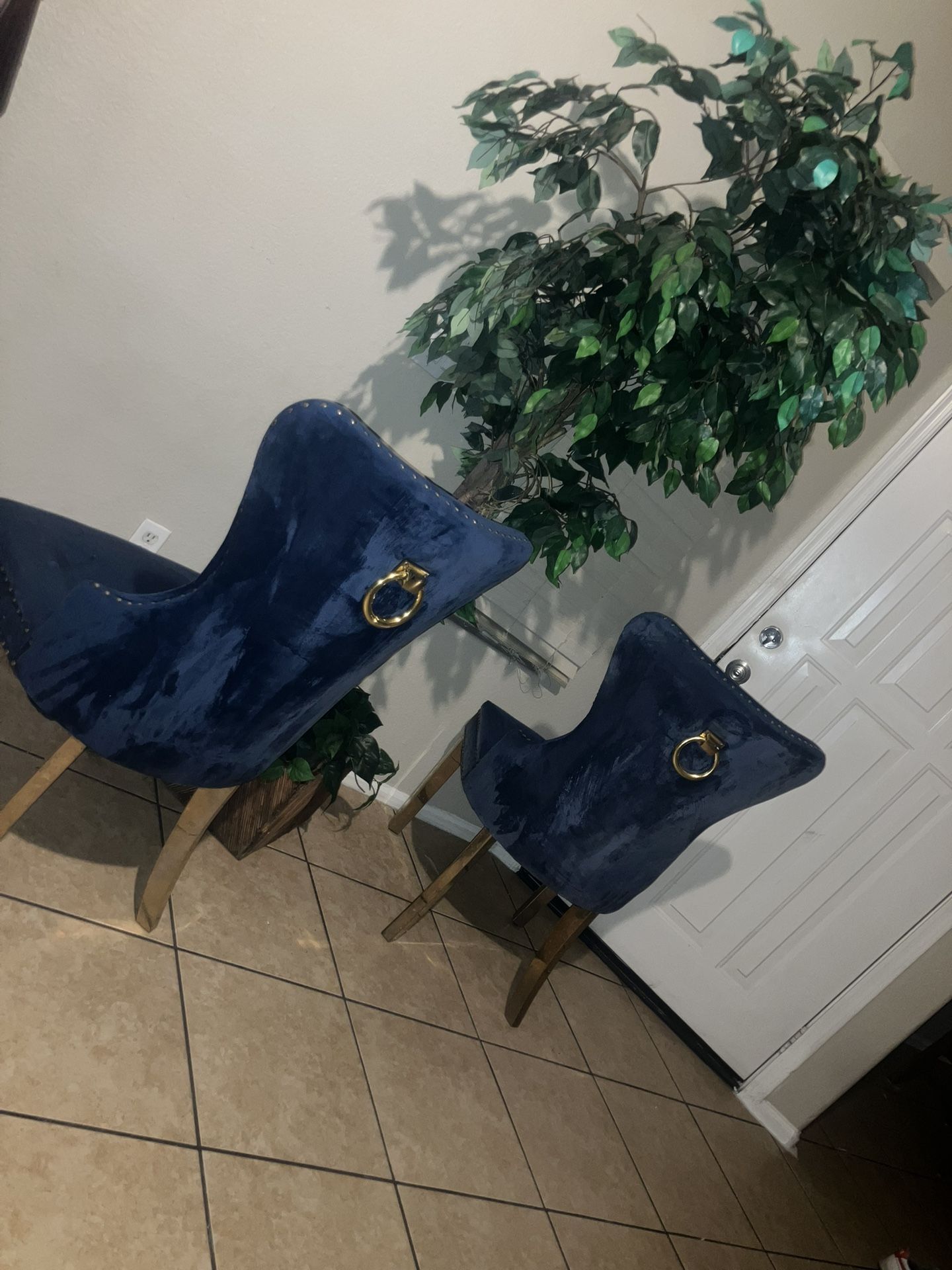 Two beautiful royal blue chairs