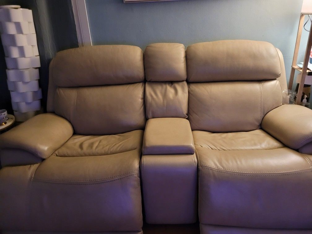 2 leather recliner sofas