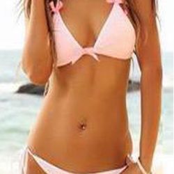 2 Piece Solid Pink Bikini Set with Bows