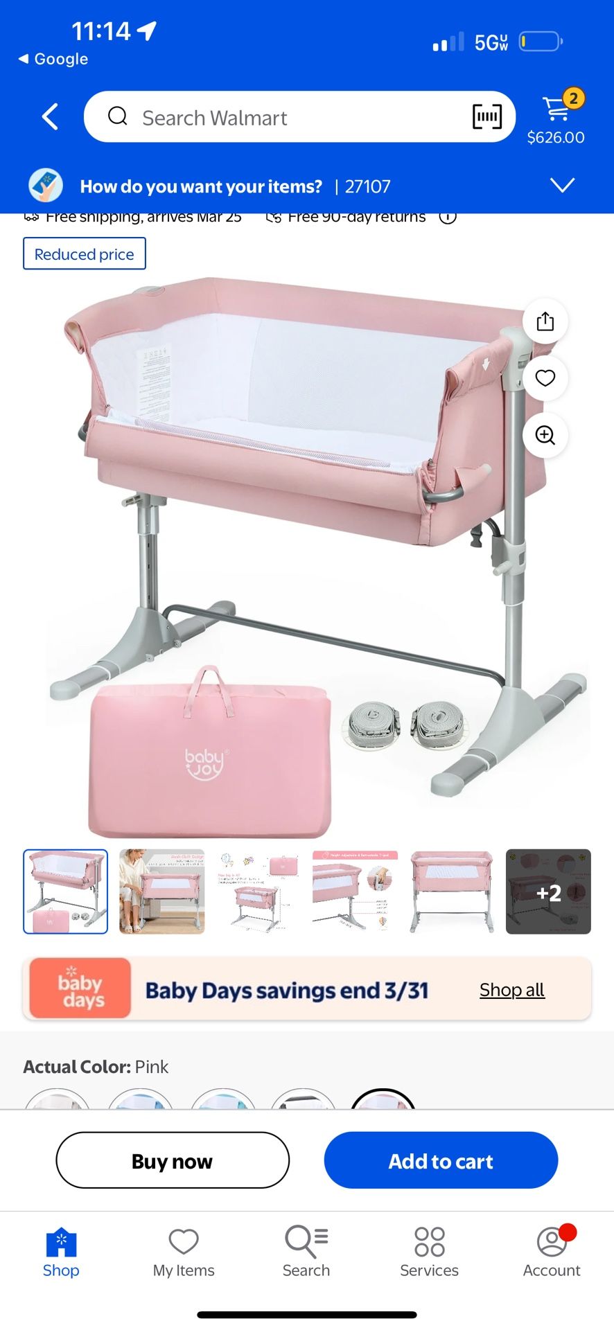 Baby Girl Bassinet (bedside)