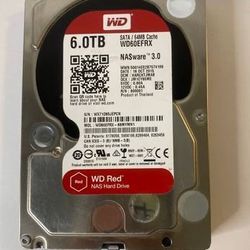 Western Digital RED 6TB Sata Hard Drive 256MB Cache