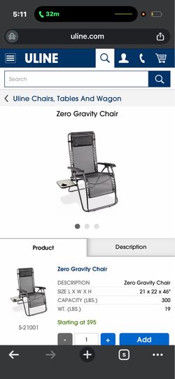 ULINE Zero Gravity Chair