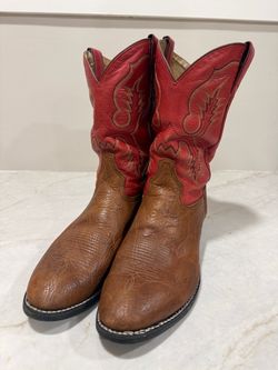 Vintage Tony Lama Cowboy Boots Size 12 Red Brown