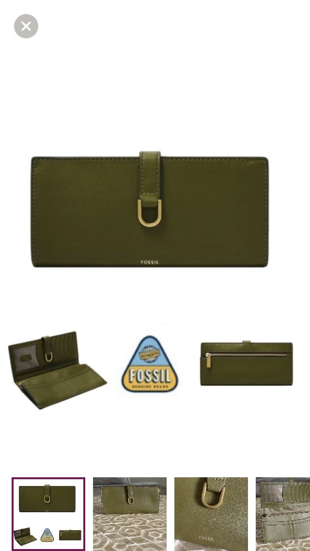 Fossil Women's Kier Vegan-Leather Tab Clutch Wallet in ‘Cactus’