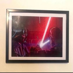 Star wars Darth Vader vs Obi wan kenobi custom art piece on black frame
