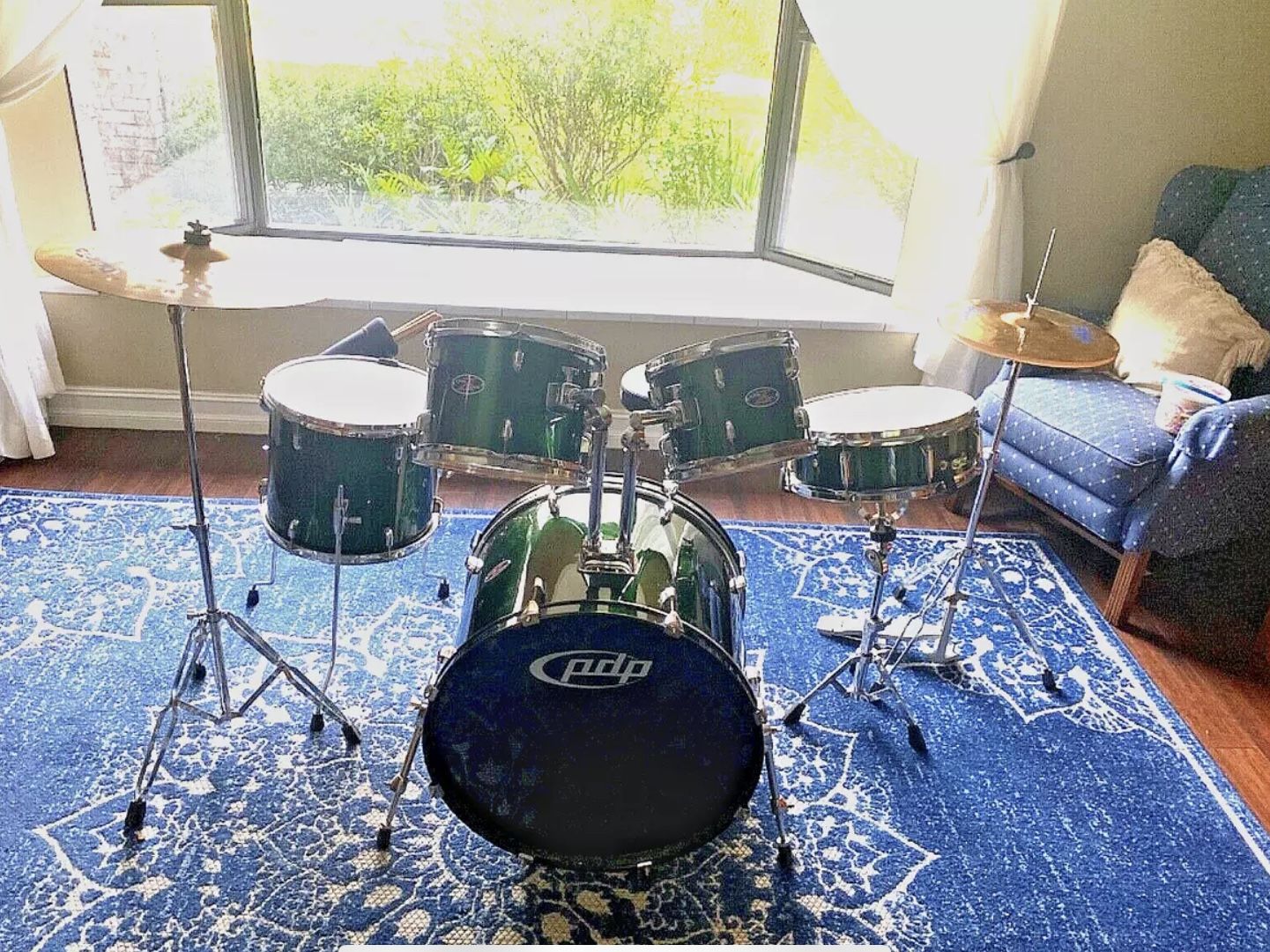 PDP by DW Z5 Series 5-Piece Forest Green Drum Set NEAR MINT w/ Cymbals & Sticks