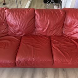 Red leather  Couch 