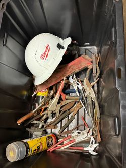 Mixed Hand Tools Lot with Milwaukee Hard Hat