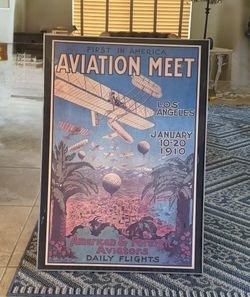 Vintage 1910 Los Angeles Aviation Meet Poster - 24” x 34”