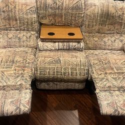 Double Recliner Couch w/ TV Tray
