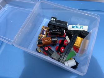 Box of toys, Thomas the train, some legos
