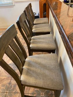 Set of 4 Wood Dining Chairs with Upholstered Seats