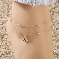New 2pcs Bee Round Ankle Chain