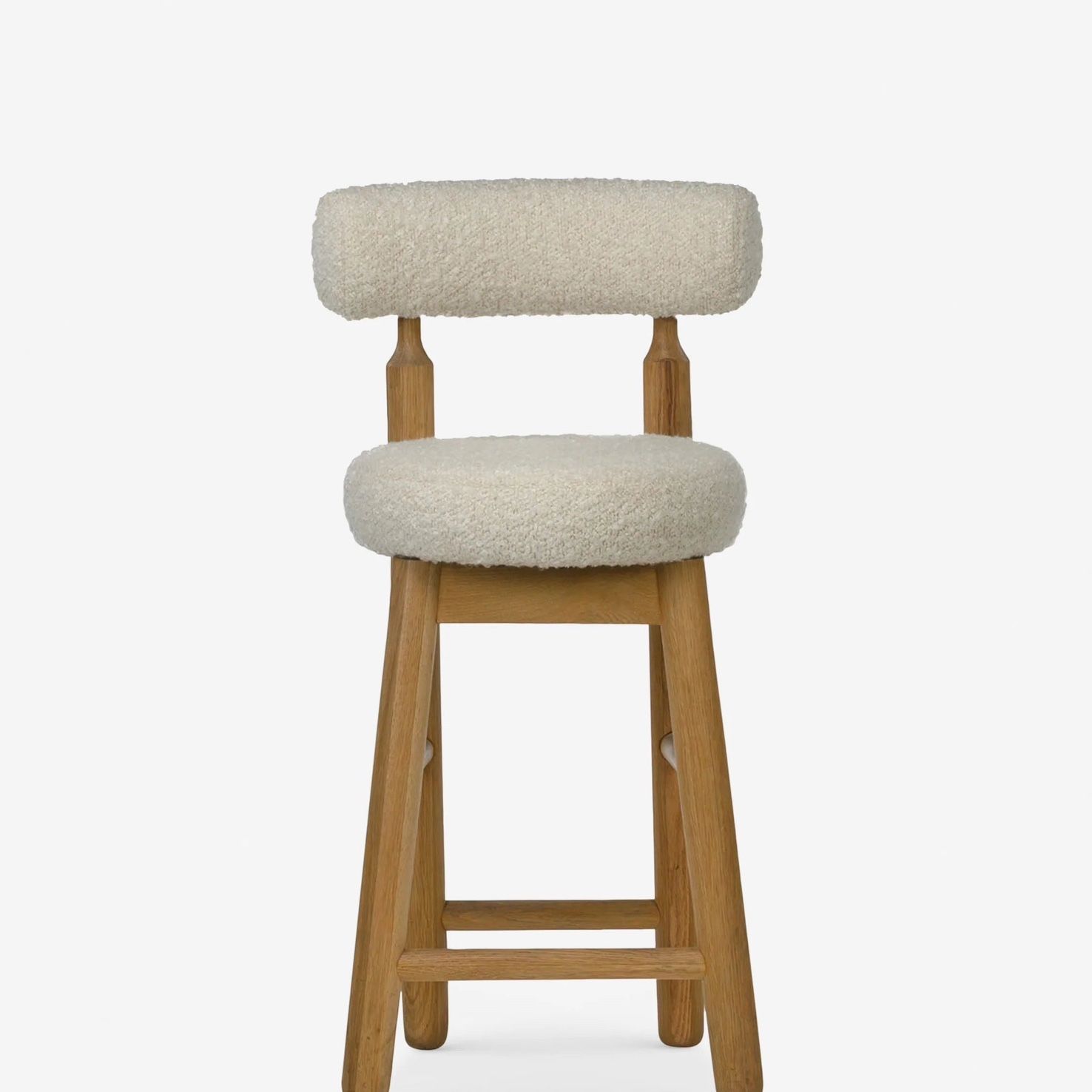 Upholstered Boucle Natural Oakwood - Ross Counter Stool