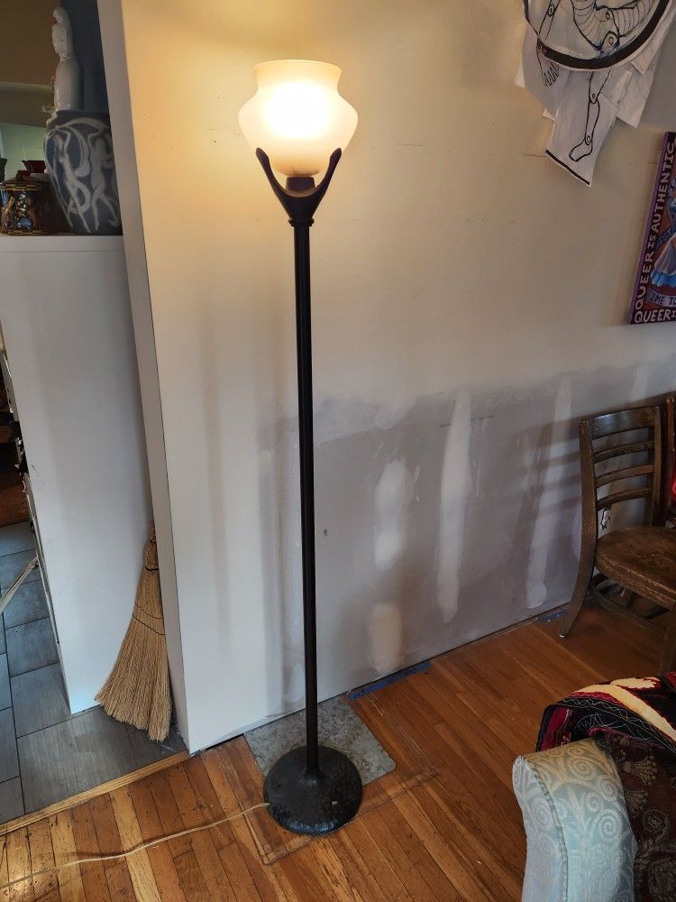 Robert Abbey Beaux Arts 69" Amber Glass Torchiere Floor Lamp