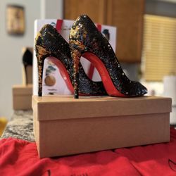 Christian Louboutin Pigalle Follies 100 Paillettes Caresse Size 9.5 US