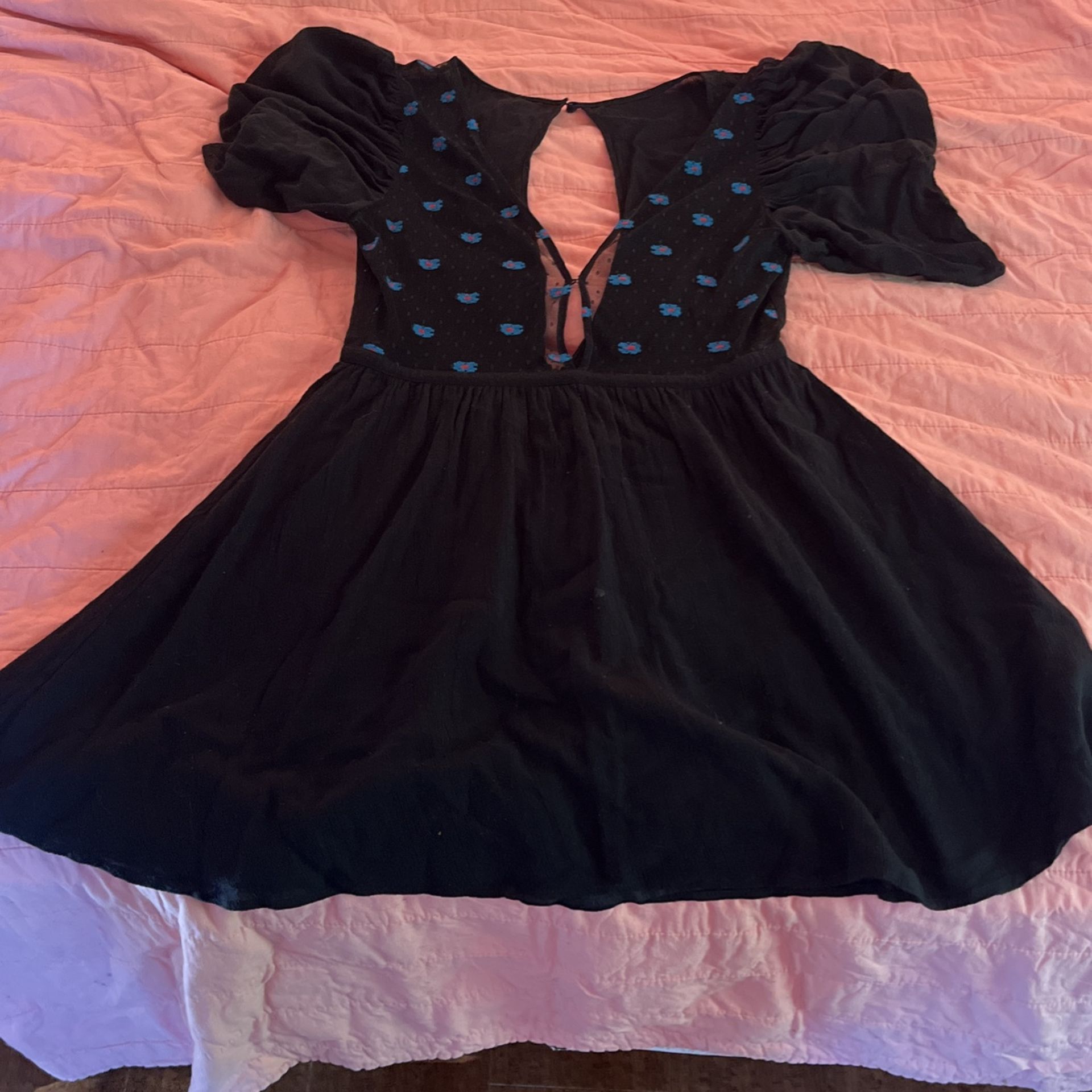Embroidered Little Black Dress