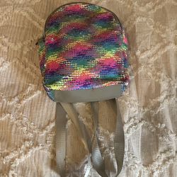Girls Miniature Rainbow Sequence Backpack / Purse w/ Straps