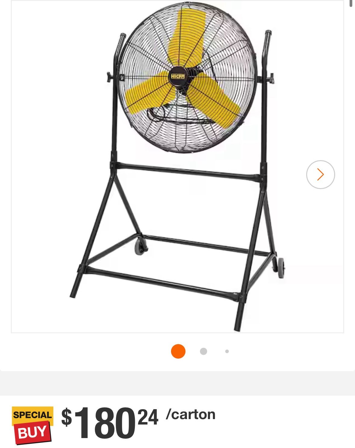 Edendirect 24 in. 3 Speeds Roll-About Tilt Stand Fan with Ball Bearing Powerful 2/5HP Motor, 180° Tilting