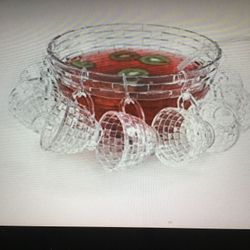 Punch Bowl Set with 8 cups and laddle