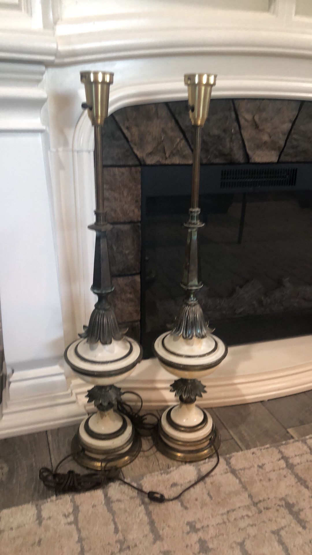 Hollywood Regency Style Tole Brass & Enamel STIFFEL Table Lamp