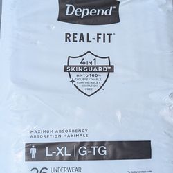 Depend Real Fit Incontinence Underwear for Men, Max Absorbency 26 Pair Dispoable