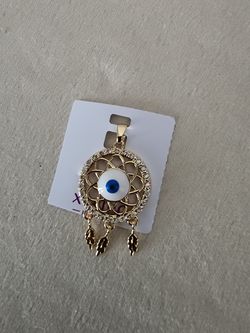 Gold Dream Catcher Evil Eye Pendant