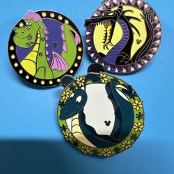 3 Disney Dragons Hidden Mickey Pins