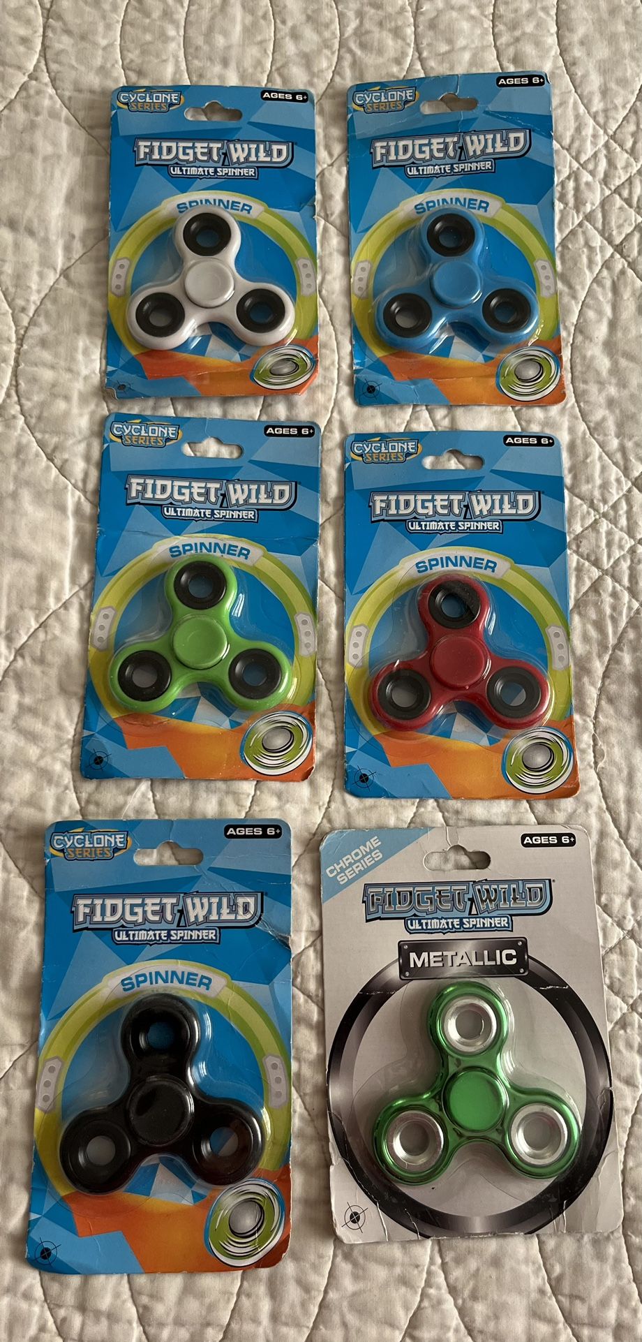 Fidget Wild Ultimate Spinners Lot of 6 Cyclone Metallic Chrome Series Unopened