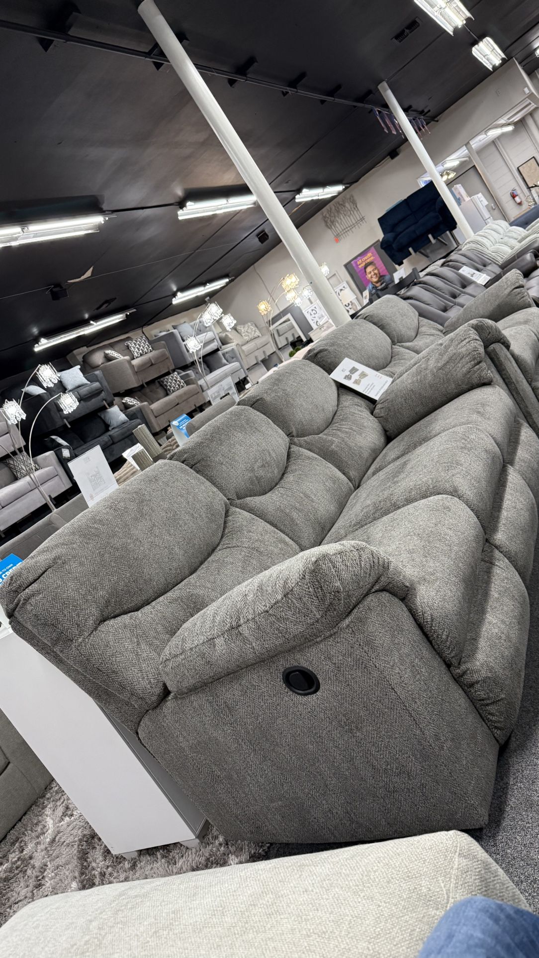 2Pc Grey Reclining Sofa Set