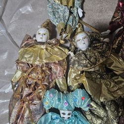 Vintage Harlequin/ Jester Style Porcelain Dolls