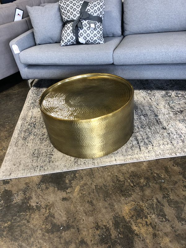 Project 62 Manila Hammered Barrel Coffee Table Brass For Sale In Indianapolis In Offerup
