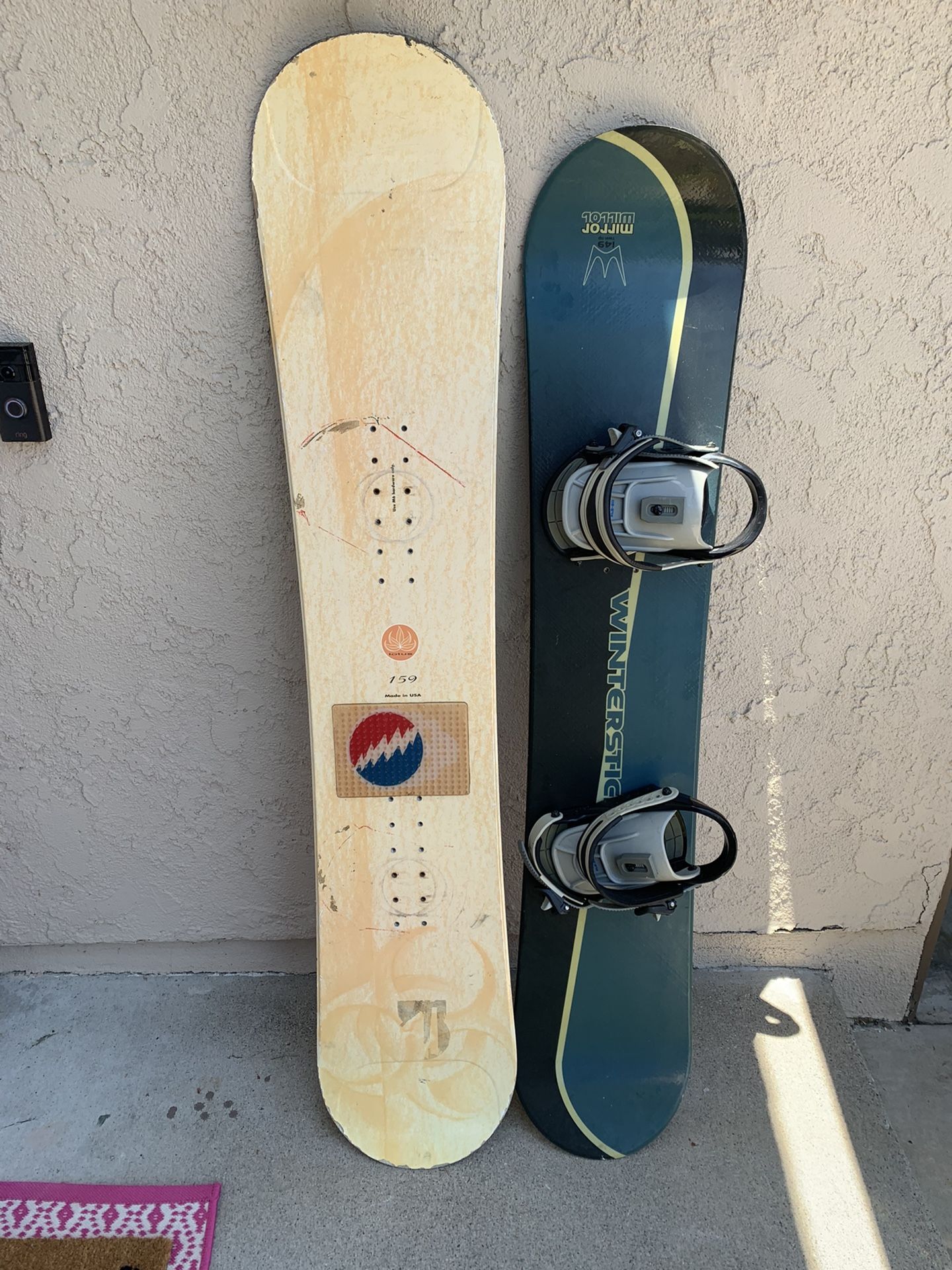 Two Snowboards And Bag