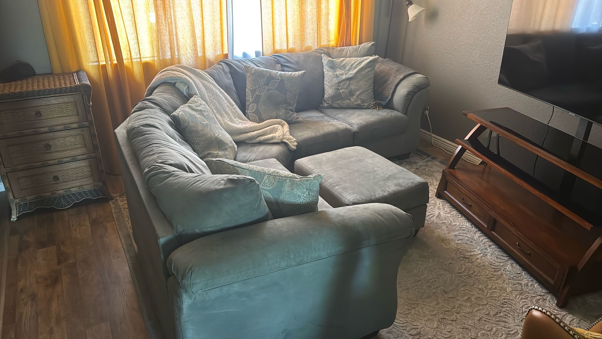 Sea Foam Colored L-shaped Sofa