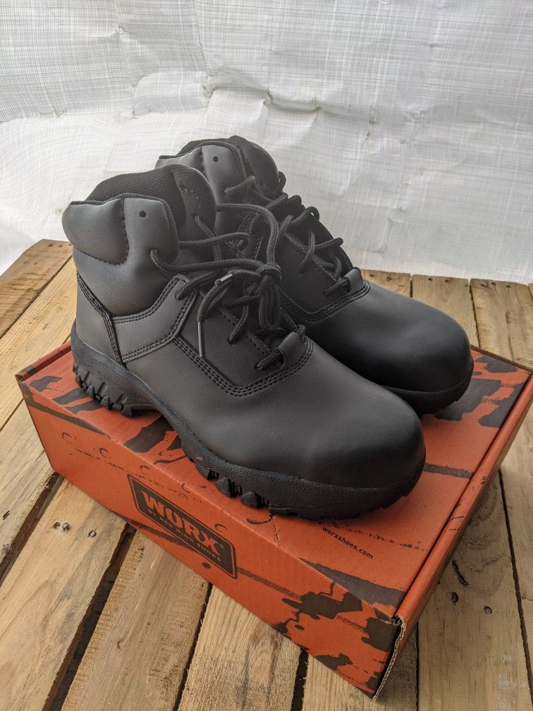 Red Wing Worx Black Steel Toe Boots Size 9 (Brand New)