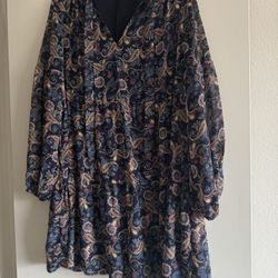 Luxology Navy and Orange Paisley Dress
