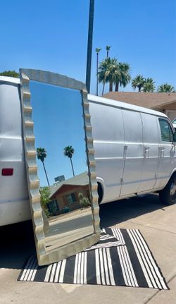 Gorgeous Massive 7’ w x 4’ h Howard Elliott Silver Leaf Wave Mirror